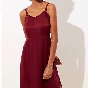 Loft regular length satin midi dress. Size 00. NWT